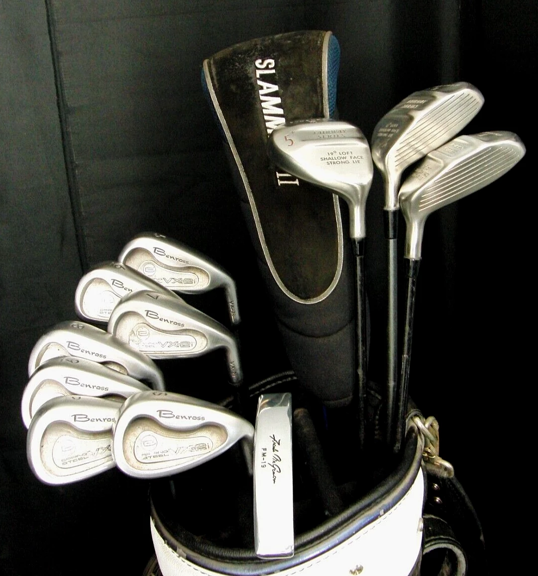 Benross, Donnay, Synchron & MacGregor Set Of Benross Spring Steel 5-SW +Driver +3 Wood +5 Wood +7 Wood +Putter +Bag
