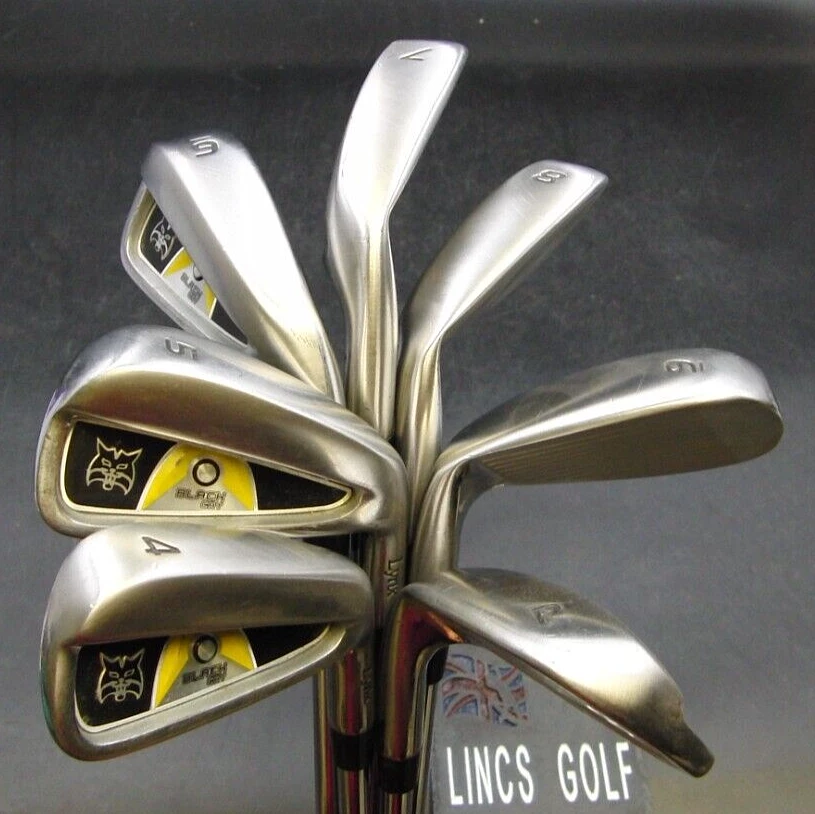 Set Of 7 X Lynx Black Cat Irons 4-PW Regular Steel Shafts Lynx Grips