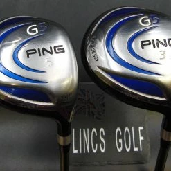 Set Of 2 Ping G5 18° 5 & 15° 3 Woods Stiff Graphite Shafts Ping Grips + H.Covers